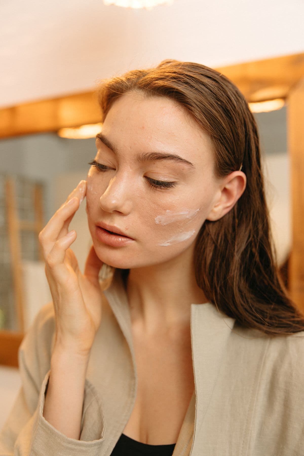 Skincare products arranged softly